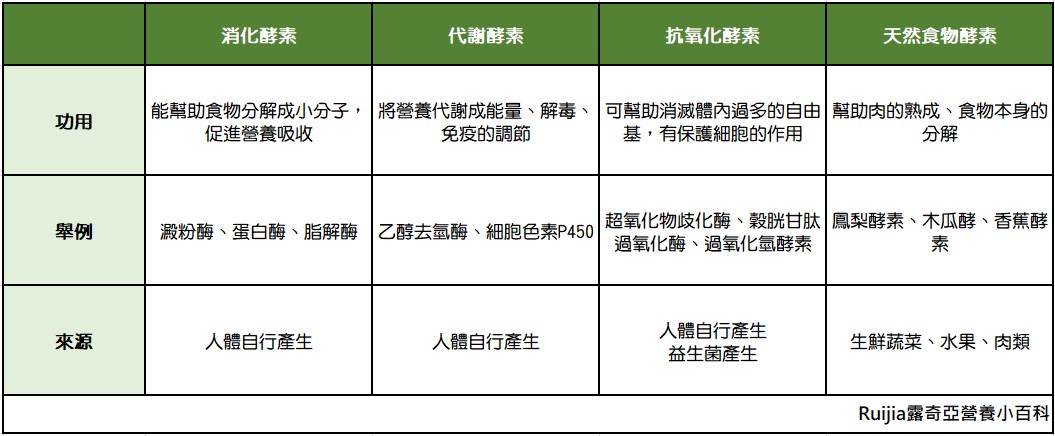 酵素4種比較表格